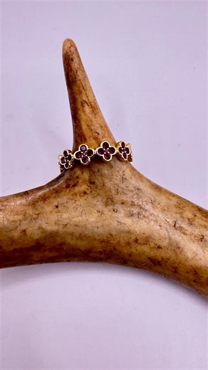 Vintage Red Ruby Flower Gold 925 Sterling Silver Wedding Band Eternity Ring - Etsy New Zealand