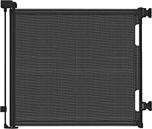 Retractable Baby Gates, Moclever Wide 61x34in Tall Stair Gates for Kids Or Pets for Stair Mesh Safety Doorway Pet Gate Fabric Outdoor Indoor, Black