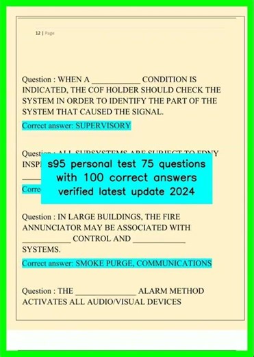 s95 personal test 75 questions with 100 correct answers verified latest update 2024 video