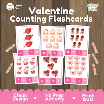 Valentine's Day Math Centers | Counting Clip Cards Activity | Preschool Kinder