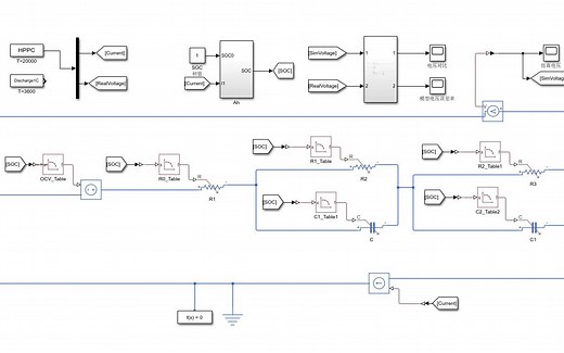 Simulink电池建模二阶戴维南等效电路二阶RC电路仿真基于Simscape