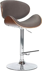 SIMPLIHOME Marana Adjustable Swivel Bar Stool - 33 inch Seat Height Upholstered Metal Chair in Distressed Brown Vegan Faux Leather, Mid Century Seating for Kitchen or Bar with Curved Bentwood Back