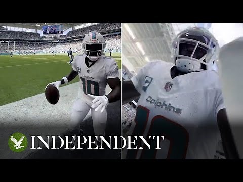 NFL star Tyreek Hill celebrates touchdown with backflip selfie