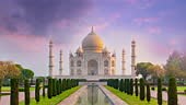 4K time lapse of Taj Mahal, an ivory-white marble mausoleum on the...