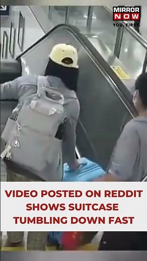 Viral Video | 2 Women Let Go Of Suitcase On Escalator, It Almost Killed A Person #shorts