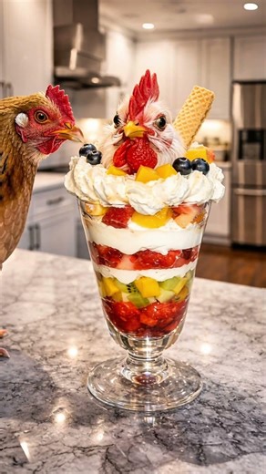 Tiny Chicken Dessert Surprise 🐔🍓
