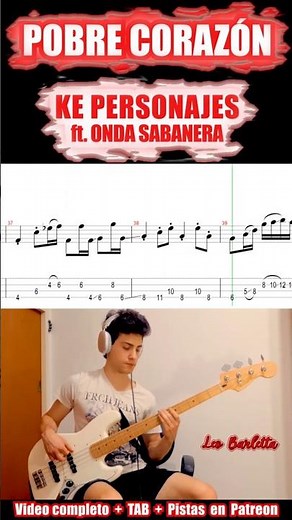 Pobre Corazón - Cover de Bajo + TAB | Ke Personajes ft. Onda Sabanera (En Vivo 2023)