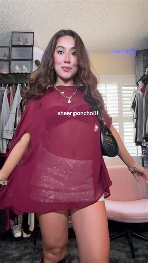 Stylish Sheer Poncho Outfit for Night Out
