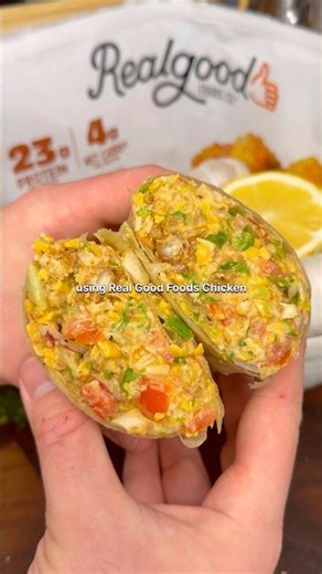 High-Protein Buffalo Ranch Chopped Chicken Salad Wrap! Recipe in description! #realgoodfoodspartner