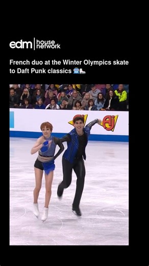 The legendary sound of Daft Punk has gone from the dancefloor to the ice rink at the Winter Olympics ⛸️⁠ ⁠ Evgeniia Lopareva and Geoffrey Brissaud, performing a routine to two classic tracks from Daft Punk, ;Da Funk' and ‘Around The World’. 🤖⁠ ⁠ #daftpunk #winterolympics #ice #skate #dance | EDMHouseNetwork