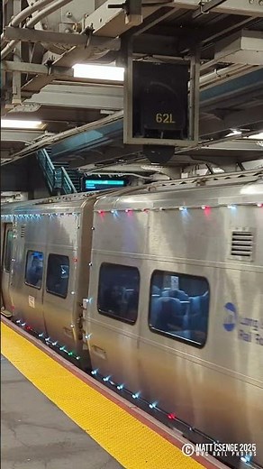 Long Island Rail Road (LIRR) holiday lights train at Jamaica Station.