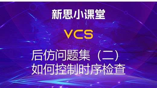 【新思小课堂】【VCS】如何控制时序检查