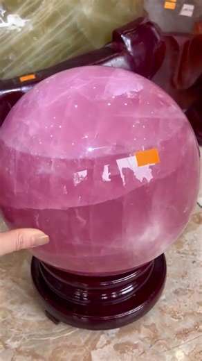 Cầu Thạch Anh Hồng Sao siêu vip✅ Tl:16,2kg Đk:23cm✅ Chất đá trong kính già đá tinh khiết📞0973156213