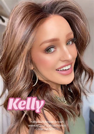Kelly-Soft Amber Brown www.wigparty.shop/Nancy Code: NANCY11 @wigparty.shop #wigtok #belletress #wigpartyshop #hairloss #alopecia