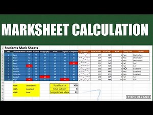 MS Excel - Student Mark Sheet Calculation Sum, Average, Rank, Grade, Pass Fail, Status