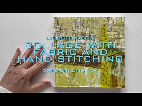 Collage with fabric and hand stitching