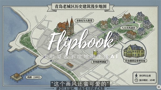 这不就是魔法书吗？Flipbook，以青岛Citywalk路线为例 | 旅行博主必备 | AI学习 | vlog
