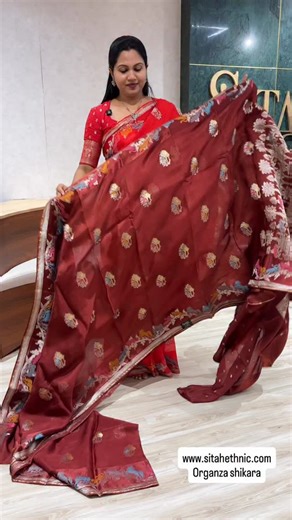 Sitah Ethnic Studio on Instagram: "Rs:6,200/- 🚩🚩STORE ADDRESS Plot no 80/B, GreenHills Colony, Road no-3, Kothapet, Hyderabad 500035 🚩TO PURCHASE ONLINE 1️⃣visit website www.sitahethnic.com 2️⃣and search with saree code, 3️⃣add item to the cart and checkout for fast and hassle free ordering. Or 💬DM on instagram or whatsapp us on +91 9030863366 🦋Kindly note that there may be slight color variation due to lighting. #sitah #softorganza #partywear #meenakarisaree #brownsaree"