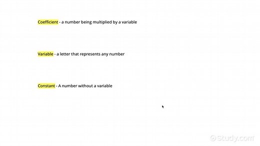 Identifying Parts in an Algebraic Expression | Algebra | Study.com