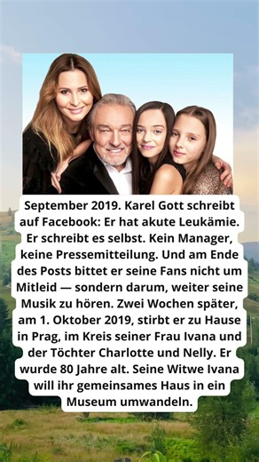 Karel Gott announced his leukemia diagnosis himself on Facebook — and asked for just one thing