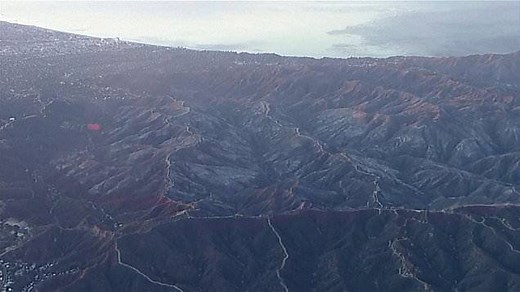 Aerial footage reveals fire-scorched forests in Los Angeles