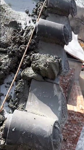 Chinese tile roof edge caps laying process