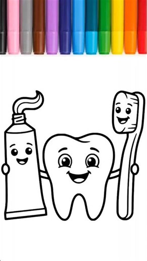 Cute Toothbrush Drawing 🪥 + Toothpaste + Tooth 🦷