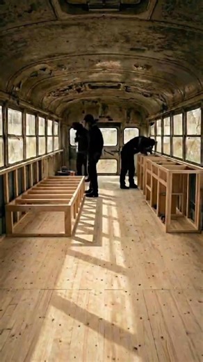 Watch This Old School Bus Interior Become a Luxury Home Van