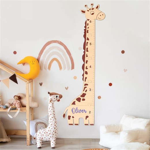Personalized Giraffe Growth Chart: Wooden Height Ruler, Nursery Decor - Etsy