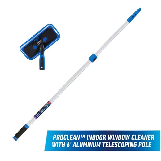 Unger ProClean Indoor Window Cleaner and 6' Aluminum Telescoping Pole with Connect & Clean Locking Cone and Quick-Flip Clamps 950920 Mix 1 - The Home Depot