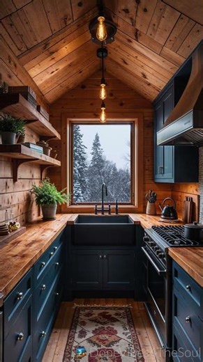 Escape to a Snowy Cabin's Cozy Kitchen Sanctuary