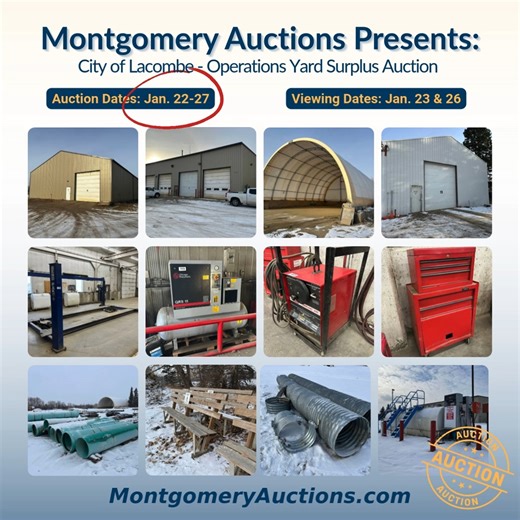 The City of Lacombe is clearing out a massive variety of surplus equipment, and everything must go! Whether you're a contractor, a hobbyist, or just looking for a deal, there is something for everyone. Auction Highlights Include: 🔹 Shop Equipment: Generators, vehicle lifts, compressors, and arc welders. 🔹 Infrastructure & Landscaping: Fire hydrants, PVC piping, culverts, and playground equipment. 🔹 Tools & Storage: Workbenches, industrial shelving, lockers, and power tools. 🔹 Office & Kitche