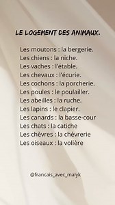 Le logement des animaux. #francaisfacile #vocabulary #foryoureel #learnfrench #francaise #francais | Français avec Malyk