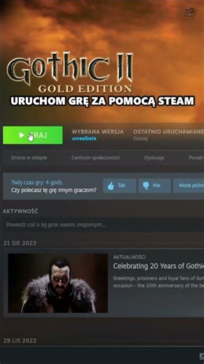 JAK ZAGRAĆ W REMASTER GOTHIC 2 NA UNREAL ENGINE 5 | GOTHIC II COMPLETE CLASSIC IN UNREAL #shorts