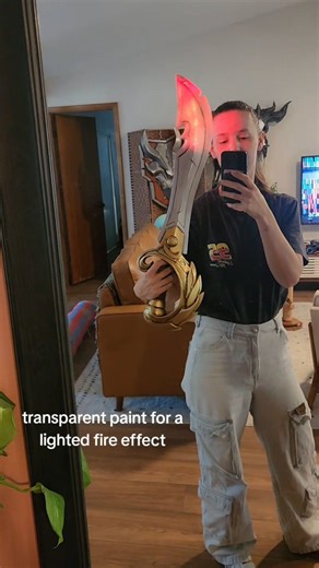 Gangplank sword with fire effect printed in @prusament clear petg. To make your paint transparent enough for leds, use a clear epoxy for filling print lines, a frosted glass spray for primer and airbrush or translucent spraypaint (i used montana metallic effect silver). cosplay prop commission designed and completed by me. #cosplay #3dprinted | Willow Creative