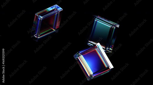 Abstract animation, rotating glass cube, 4k seamless looped video, 3d render
