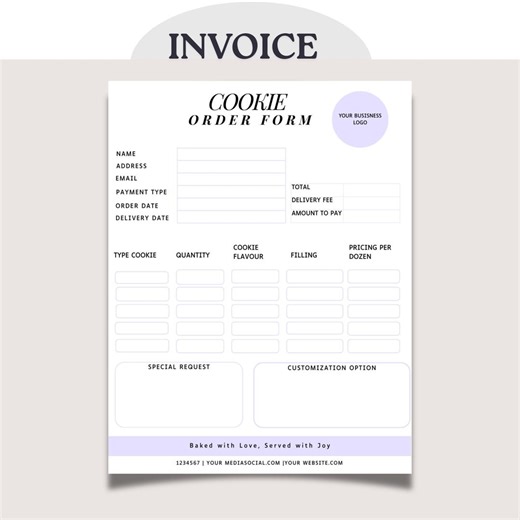 Editable Cookie Order Form, Bakery Invoice Template (canva PDF Digital Download) - Etsy Canada