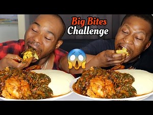 Big bites speed eating challenge | fufu and vegetable soup | African food