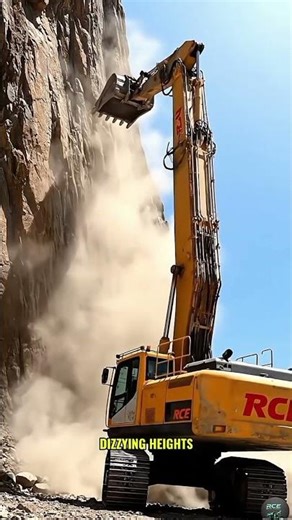 🤖 AI SIMULATION: VERTICAL REACH! RCE Excavator Digging At Extreme Cliff Height #shorts