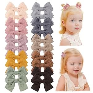 Jollybows 20pcs Baby Hair Clips Girls Bows 2" Mini Alligator Clip Toddler Pigtail Bow Fine Hair Clip