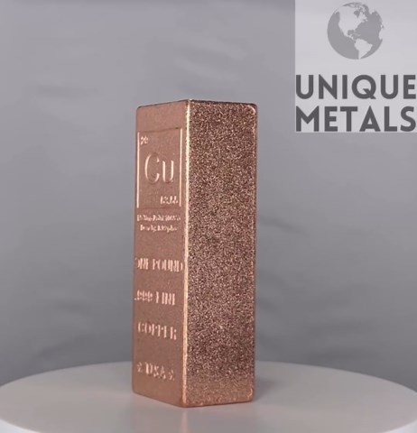 Amazon.com: 1 Pound Copper Bar Ingot Paperweight - .999 Pure Copper Bar Bullion Chemistry Element Design with Certificate of Authenticity by Unique Metals : Industrial & Scientific