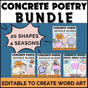 Word Art Concrete Poems Shape Poetry Editable Google Summer Fall Winter Spring