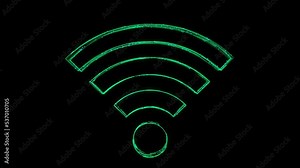 Wireless Network Animated Icon appearing with Lines on black background. wireless network connection and city scape concept.Wireless network technology Communication in the global computer networks Stock Video
