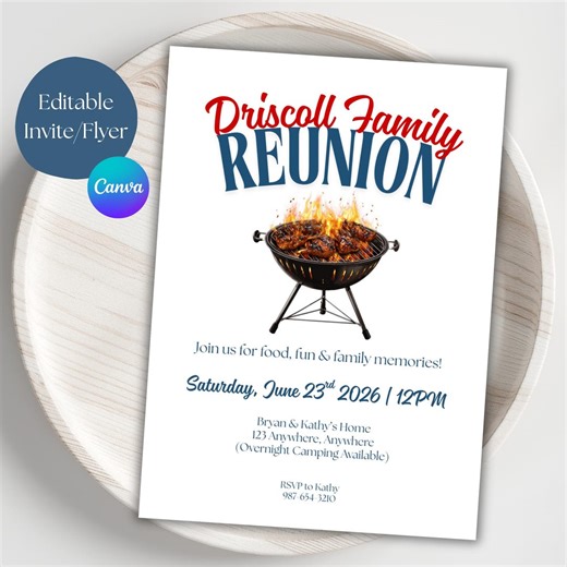Family Reunion Flyer Template | BBQ Family Reunion Invitation | Printable Reunion Flyer | Summer Family Gathering | Editable Template - Etsy