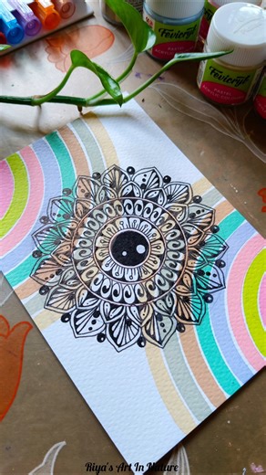 Draw an easy colorful mandala with me ✨ ｡⁠•⁠ 🌈 ⁠•⁠｡🎀#art #drawing #mandala #pastel #colors #shorts