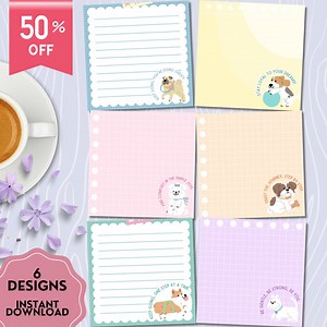 Cute Dog Notepad, Printable Notepad, Positive Affirmation, Cute Stationery , Kawaii Memo, Sticky Note Template, Cute Dog Printable - Etsy Canada