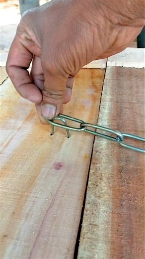 Hammering Chain Into Wood | Super Satisfying DIY Fix 🔨⛓️#shorts#woodworking#diyprojects