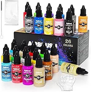 Airbrush Paint Set - 26 Colors Airbrush Paint, Ready to Spray, Water Based Acrylic Airbrush Paint Kit for Metal, Plastic Models, Leather - 0.7fl oz