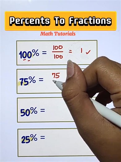 Converting Percents to Fraction ‼️‼️ #MathChallenge2025 #Fractions #fractionnotes #mathchallenge #mathtutorials #basicmath #MathTutorials #mathstricks #teachergon #mathstricksshortcut #mathtechnique #mathstutorials #akositeachergon #Math #mathhacks #mathisfun | Math Tutorials