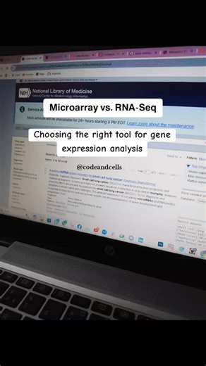 code and cells on Instagram: "𝗠𝗶𝗰𝗿𝗼𝗮𝗿𝗿𝗮𝘆 𝘃𝘀. 𝗥𝗡𝗔-𝗦𝗲𝗾 Choosing the right tool for gene expression analysis. In transcriptomics, one question still comes up again and again: 𝗠𝗶𝗰𝗿𝗼𝗮𝗿𝗿𝗮𝘆 𝗼𝗿 𝗥𝗡𝗔-𝗦𝗲𝗾? Both technologies measure gene expression but their capabilities and reliability have evolved very differently. 🧬 𝗠𝗶𝗰𝗿𝗼𝗮𝗿𝗿𝗮𝘆 ✔️ Cost-effective ✔️ Fast and scalable ✔️ Ideal for known genes ⚠️ Limited dynamic range ⚠️ No detection of novel transcripts 🧬 𝗥𝗡